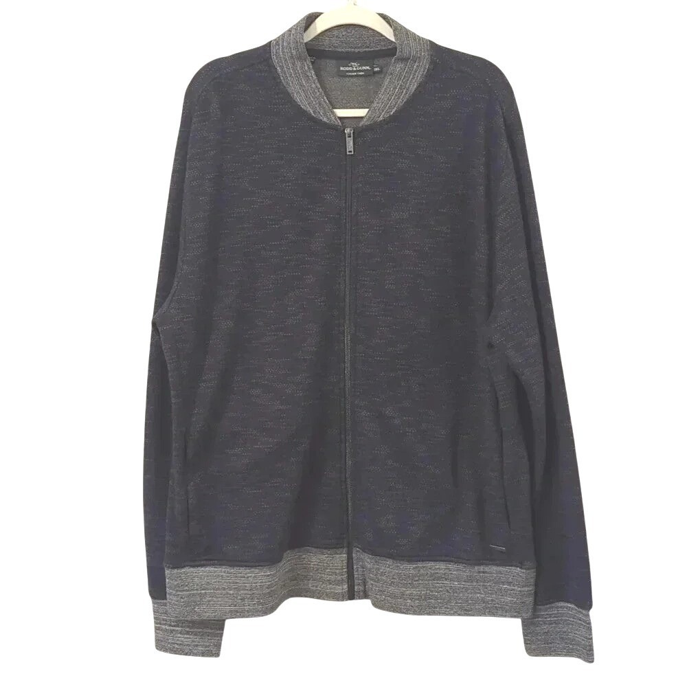 Rodd & Gunn Sweater Full Zip Italian Yarn size 2XL‎ Blue & Gray